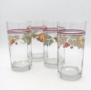 Set of 4 Vintage Corelle Corning ABUNDANCE 14 oz Drinking Tumber Glasses